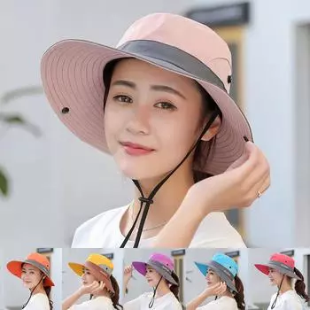 Модная женская шляпа-рыбак с хвостиком, летняя шляпа с защитой от солнца, пляжная кепка-ведро, повседневная кепка, плоская шляпа розовый