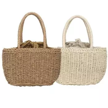 Модная женская соломенная сумка для покупок, пляжная дорожная сумка-корзина White