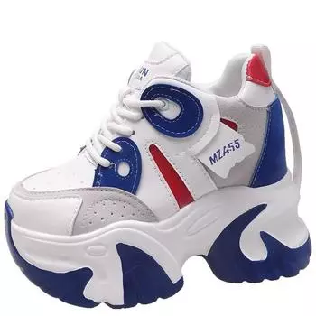 Модная женская спортивная обувь, цветные, на высокой платформе, удобные и элегантные, повседневные кроссовки, спортивная кожаная женская обувь 34 чёрный