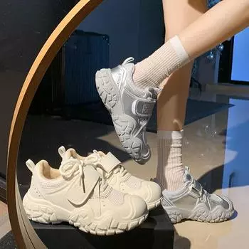 Модная женская спортивная обувь Летняя обувь Толстая подошва Теннисная женская 2024 Новая мода Толстая подошва Повседневная спортивная обувь 35 бежевый