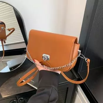 Модная женская сумка 2024 года, новая ретро-ниша, простая сумка-мессенджер через плечо, модная однотонная цепочка, женская маленькая квадратная сумка чёрный