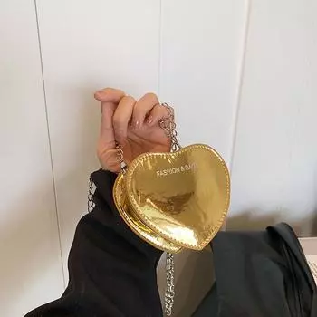 Модная женская сумка 2024 года, новая сумка, корейская версия, мини-сумка через плечо с цепочкой Love, глянцевая темпераментная сумка-мессенджер чёрный