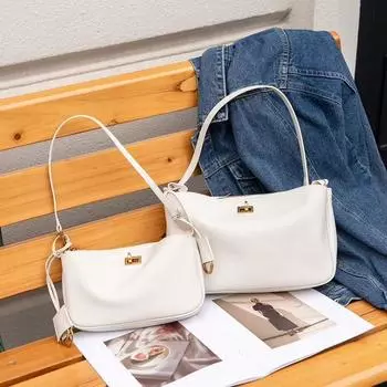 Модная женская сумка 2025 года, новая кожаная сумка из коровьей кожи, сумка через плечо на одно плечо с подмышкой 23x5x13cm чёрный/золотой