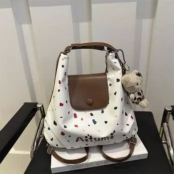 Модная женская сумка 2025 года, осень-зима, ретро, большая вместительная сумка на одно плечо в горошек, модная универсальная сумка-тоут на два плеча