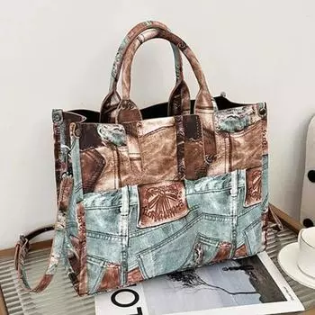 Модная женская сумка большой емкости из искусственной кожи на молнии, высокое качество, лоскутная сумка через плечо, мягкая универсальная сумка через плечо