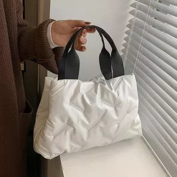 Модная женская сумка большой вместимости осенью и зимой. Новая пуховая сумка. Модная простая женская сумка. one size белый