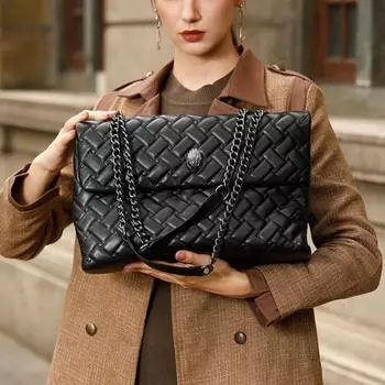 Модная женская сумка Брендовая сумка через плечо с цепочкой из ромба Дизайнерская сумка через плечо с орлиной головой Большая сумка чёрный