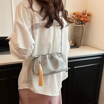 Модная женская сумка-цепочка, новая сумка-облако с морщинами, весна-лето 2024, сумка через плечо в западном стиле, маленькая и универсальная сумка-ведро only bag