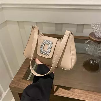 Модная женская сумка через плечо 2024 года, весна-лето, новая нишевая сумка-багет, универсальная сумка через плечо, сумка-мессенджер чёрный