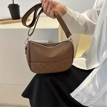 Модная женская сумка через плечо 2024 года, новая 100-летняя однотонная женская сумка через плечо, иностранная универсальная косая сумка темно-коричневого
