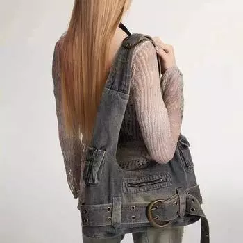 Модная женская сумка через плечо для девочек в стиле ретро, готика, повседневные сумки под мышками, джинсовая сумка для девочек