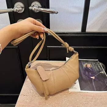 Модная женская сумка через плечо из коровьей кожи, роскошные сумки через плечо в виде круассана, женские однотонные повседневные маленькие сумки-мессенджеры