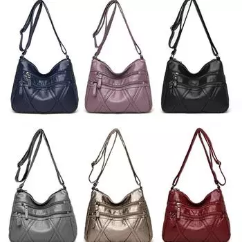 Модная женская сумка через плечо, легкая и мягкая сумка-мессенджер из искусственной кожи, повседневный подарок для мамы на молнии с несколькими карманами чёрный