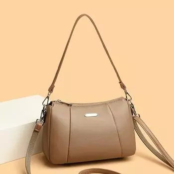 Модная женская сумка через плечо, роскошные брендовые кожаные сумки-тоут для леди, простые дизайнерские сумки через плечо, однотонная сумка-мессенджер