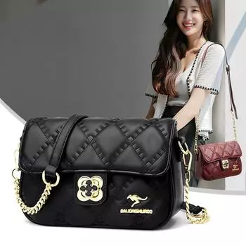 Модная женская сумка через плечо с бриллиантовой цепочкой и замком в виде четырехлистного клевера, женская сумка через плечо, повседневная сумка через плечо для женщин