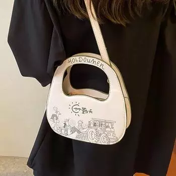 Модная женская сумка через плечо с индивидуальным рисунком из мультфильма, маленькие сумочки с милыми буквами для девочек, универсальные сумки через плечо, новый тренд