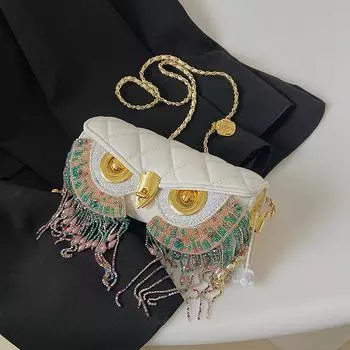 Модная женская сумка через плечо, с кисточками, тяжелая промышленная маленькая сумка, ромбовидная сетка, популярная сумка под мышками.