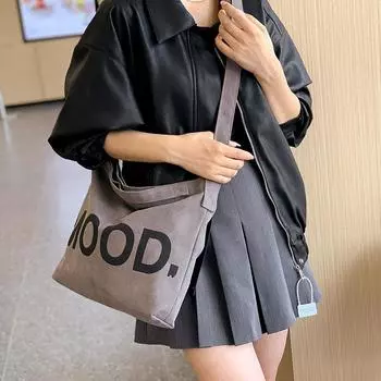 Модная женская сумка через плечо с надписью «Письмо», большая вместимость, повседневная универсальная сумка-тоут, простая модная женская холщовая сумка коричневый