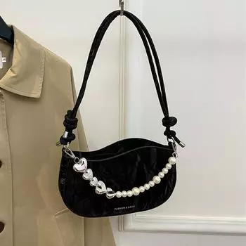 Модная женская сумка через плечо с ремешком из жемчуга и бисера для подарка, дизайнерские женские сумки и кошельки, сумки через плечо под мышкой