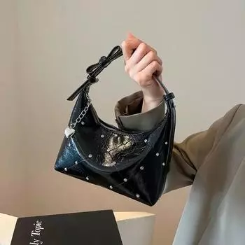 Модная женская сумка через плечо с заклепками и нитками из искусственной кожи, модная сумка через плечо, универсальная женская сумка для поездок на работу, сумка чёрный