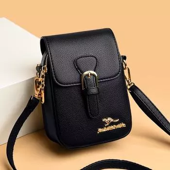 Модная женская сумка через плечо с замком, двухслойная вертикальная сумка для мобильного телефона, женская однотонная повседневная женская сумка через плечо