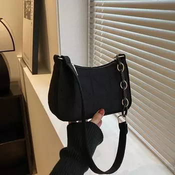 Модная женская сумка через плечо Trend Simple Retro Bag Felt Tote Handbag чёрный