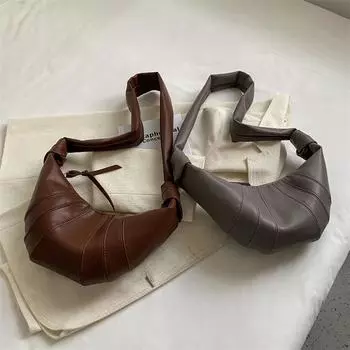 Модная женская сумка через плечо в форме полумесяца, большая вместительная сумка через плечо, повседневная сумка из искусственной кожи в форме полумесяца, однотонная сумка-бродяга, пельмени Bolsa серый