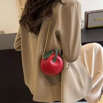 Модная женская сумка через плечо в форме яблока с цепочкой из искусственной кожи на молнии, модный швейный мини-кошелек высокого качества зелёный