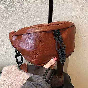 Модная женская сумка через плечо, винтажная большая вместительная поясная сумка с кисточками, повседневная мужская мягкая спортивная сумка из искусственной кожи для мобильного телефона