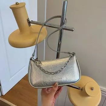 Модная женская сумка для мобильного телефона с нишевым узором и цепочкой под мышками, новинка 2024 года, весенняя универсальная модная сумка через плечо на одно плечо