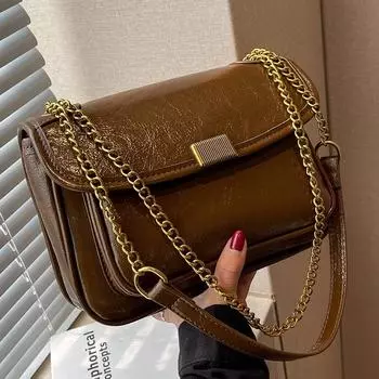 Модная женская сумка для поездок на работу, сумка через плечо с цепочкой, женская сумка через плечо большой емкости чёрный