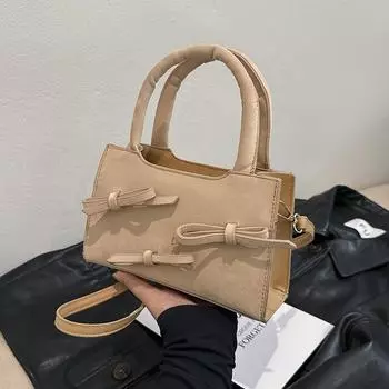 Модная женская сумка иностранного стиля с нежной текстурой и однотонным бантом. Маленькая женская сумка. белый