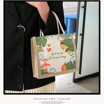 Модная женская сумка из хлопка и льна, маленькая сумка для закусок, портативная сумка для покупок в Интернете, красная, без молнии