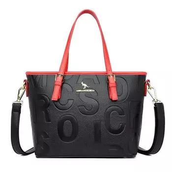Модная женская сумка из искусственной кожи, большая вместительная сумка через плечо с буквенным принтом, роскошная дизайнерская сумка высокого качества, черная, красная, белая, синяя