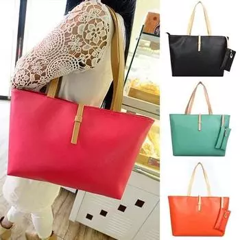 Модная женская сумка из искусственной кожи на молнии, сумка для покупок, подарок чёрный