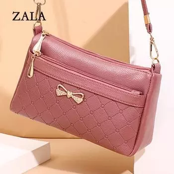 Модная женская сумка из искусственной кожи с бантом, маленькая сумка через плечо, сумка через плечо высокого качества 24x8x14cm розовый