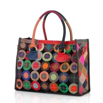 Модная женская сумка из натуральной кожи, повседневная, цветная, с колечком, в стиле пэчворк, цветная, из коровьей кожи, женская сумка через плечо разноцветный
