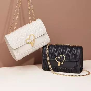 Модная женская сумка, летняя повседневная сумка на цепочке, маленькая сумка из коровьей кожи, сумка через плечо из натуральной кожи чёрный