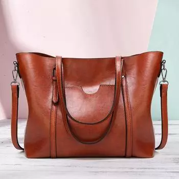 Модная женская сумка, масляная восковая кожа, большая сумка, женская мобильная женская сумка-мессенджер, сумка через плечо бордовый