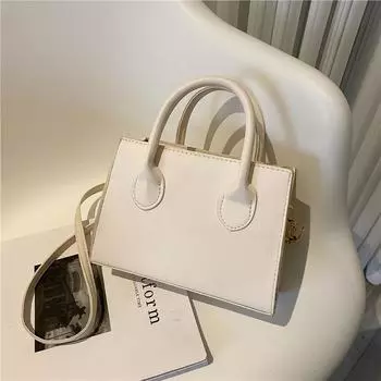 Модная женская сумка-мессенджер 2024 года, новая модная портативная однотонная женская сумка для поездок на работу, большая вместимость, маленькая квадратная сумка белый