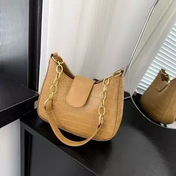 Модная женская сумка-мессенджер 2024 года, простая трендовая сумка через плечо с крокодиловым узором чёрный