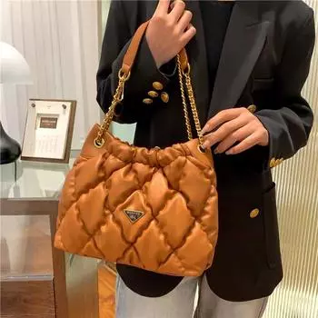 Модная женская сумка-мессенджер с цепочкой на ремне, повседневная сумка-мессенджер коричневый