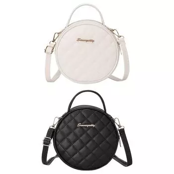 Модная женская сумка-мессенджер с решетчатым узором из искусственной кожи, однотонный мини-круглый кошелек белый