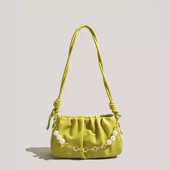 Модная женская сумка на одно плечо из искусственной кожи с отделкой бисером, женская сумка-облако подмышкой, классическая текстурированная женская сумка