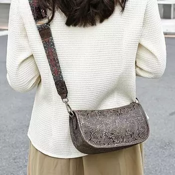 Модная женская сумка на одно плечо из натуральной кожи, сумка через плечо из коровьей кожи в стиле ретро с широким плечом One Size