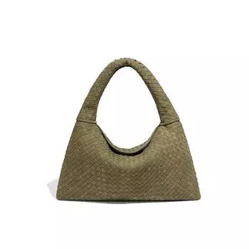 Модная женская сумка на одно плечо, плетеная вручную, вместительная сумка для поездок на работу, матовая замша, универсальная сумка подмышкой