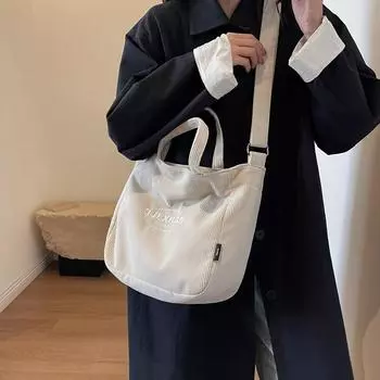 Модная женская сумка, новинка 2024, ретро, большая вместительная парусиновая маленькая сумка, универсальная сумка через плечо на одно плечо для отдыха и путешествий
