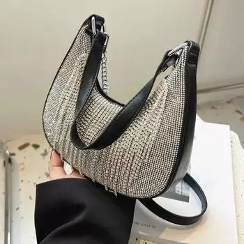 Модная женская сумка под мышкой весна-лето в корейском стиле с бриллиантовыми кисточками, универсальная женская сумка на одно плечо Mini(Max Length<20cm)