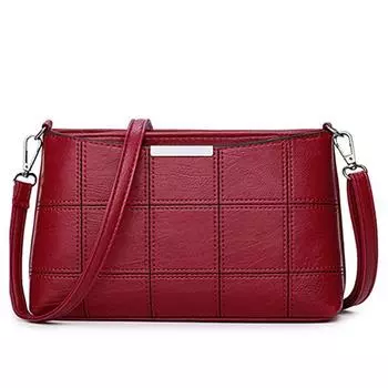 Модная женская сумка PU Plaid Messenger Bag Crossbody Сумки через плечо 26*6*15cm чёрный