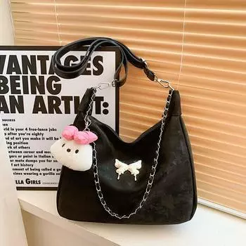Модная женская сумка с бабочкой из жидкого материала, лето 2024 года, новая вместительная универсальная сумка на одно плечо с цепочкой для подмышки Without pendant белый